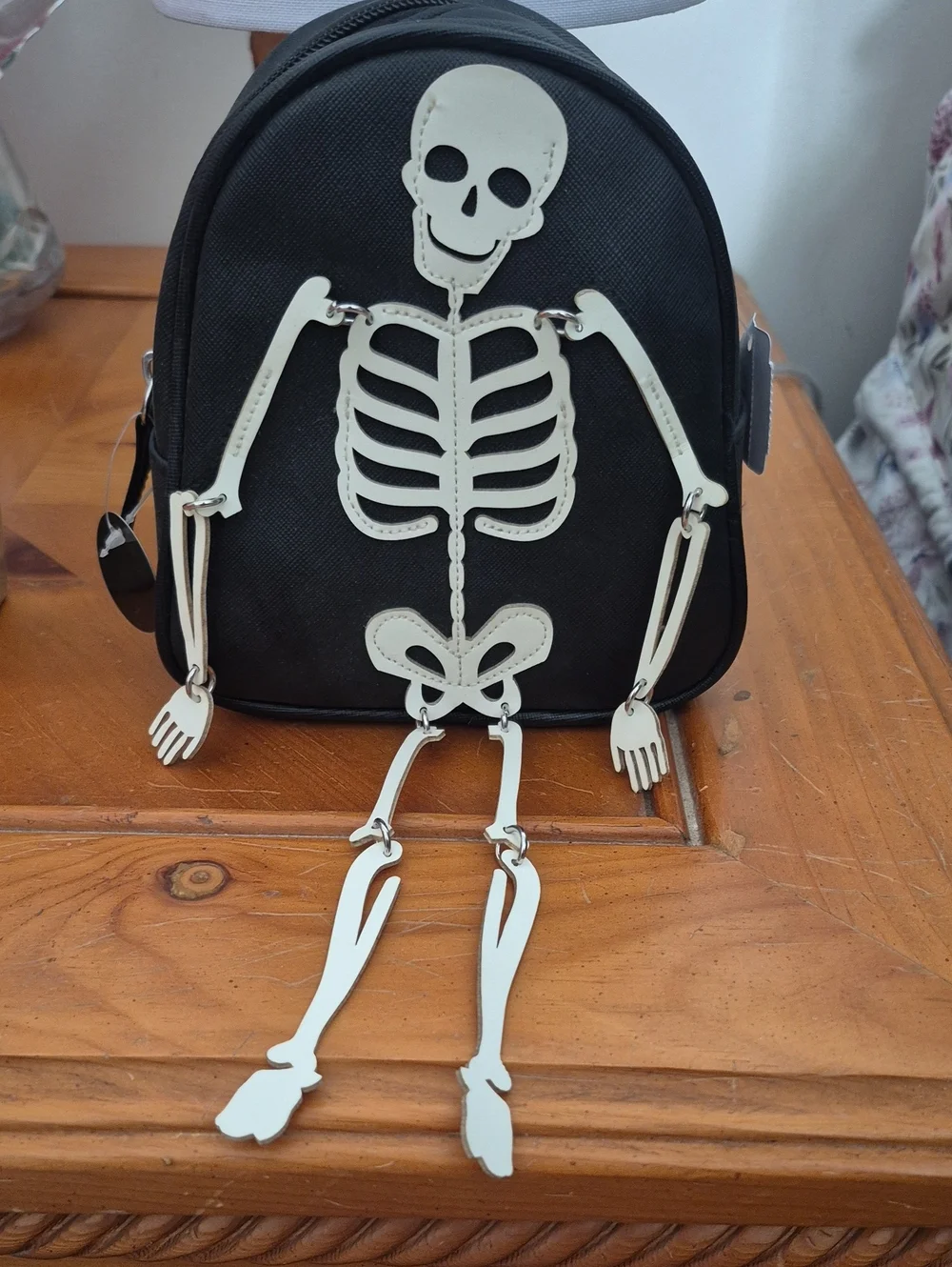 Black Skeleton Accent Mini Backpack - Unbranded